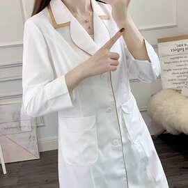 美容院工作服女白大褂口腔医生药店长短袖美容师皮肤管理优质薄款