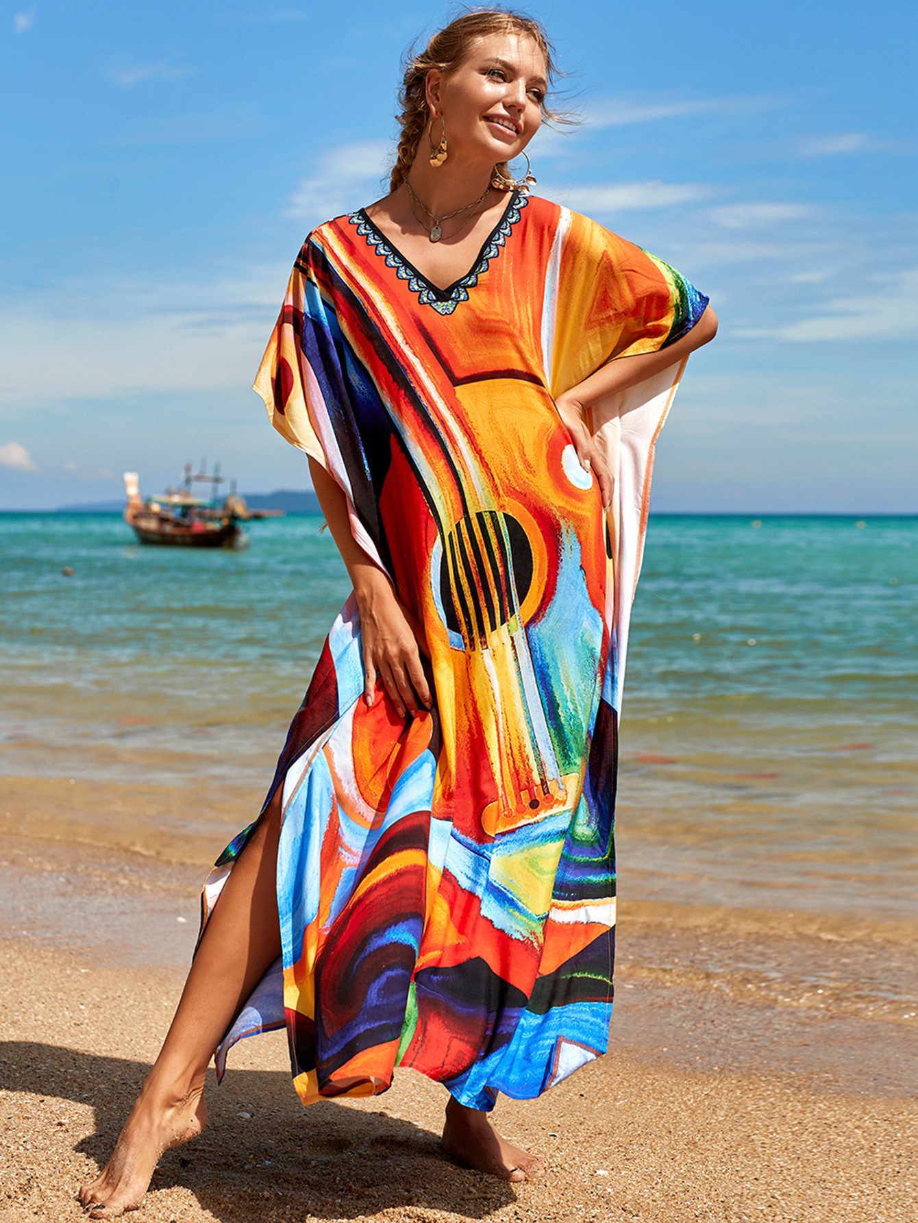 Femmes Bloc De Couleur Bohémien Cover Ups display picture 7