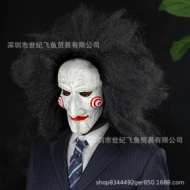 Billy Máscara Casco Horror con peluca Juegos de rol de Halloween Disfraces Accesorios Anime Chainsaw Máscara de hombre