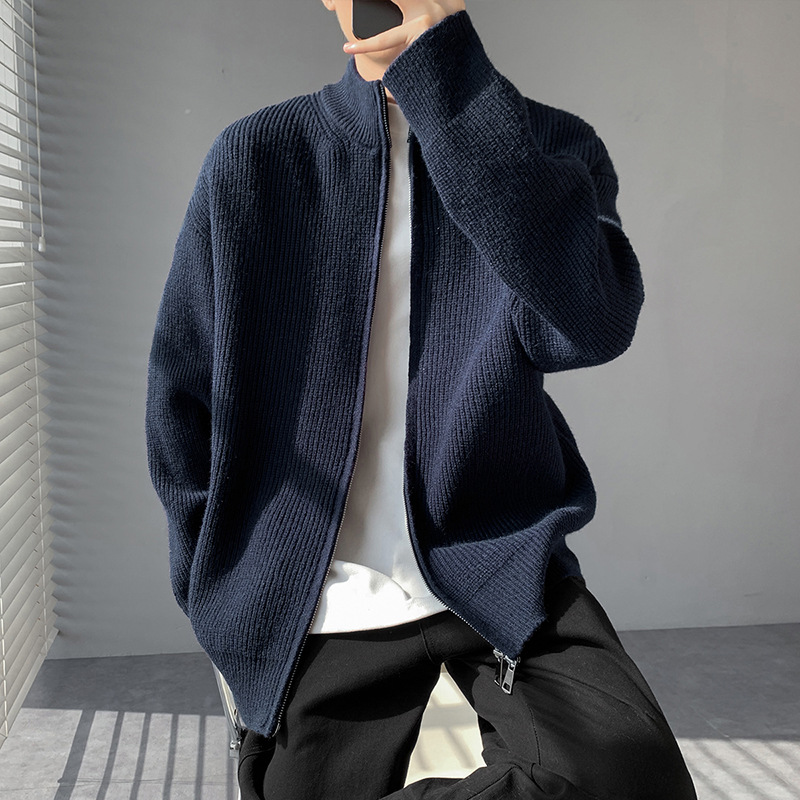 2026秋季青少年圆领长袖开衫毛衣男宽松运动针织衫透气罗纹底摆，男装针织衫/毛衣，星座614