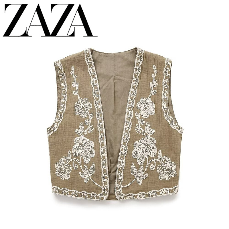 ZAZA hecho por sí mismo estilo europeo al por mayor moda femenina temperamento transfronterizo chaleco bordado casual