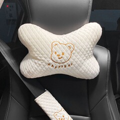車のヘッドレスト、オールシーズン対応のユニバーサルネックピロー、カーシートクッション、インターネットセレブのかわいい枕、クッション装飾、女性用ピュアホワイト