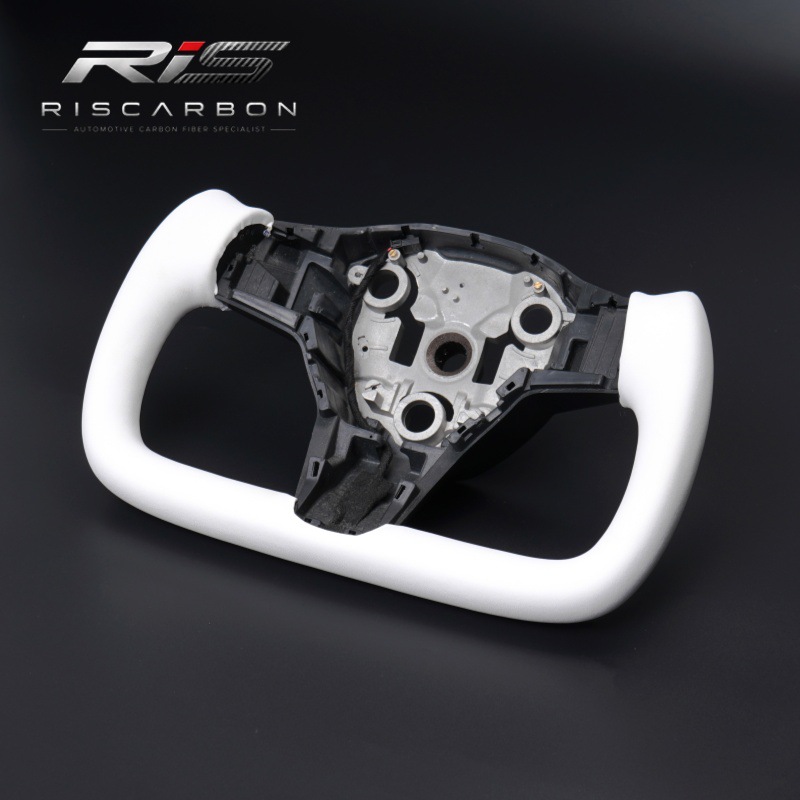 Suitable for Tesla Model 3 Model Y Half-Style Yoke Steering Wheel Modification with Heating, Off-White Color