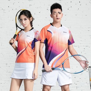 Quick-drying non-stick badminton suit suit women's breathable short-sleeved men's competition team uniform table tennis suit volleyball uniform printing number