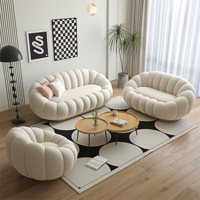 Cream Style Pumpkin Fabric Sofa Nordic Clothing Store Sofa Chair Beauty Salon Reception Area Leisure Lazy Sofa Chair