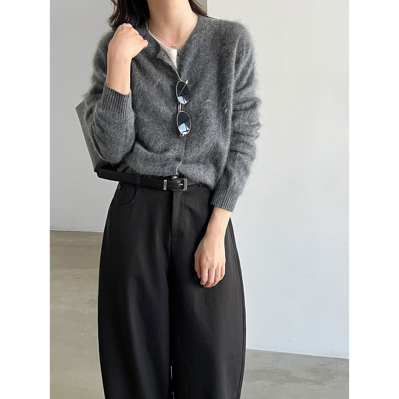 NS soft and fluffy wool blend Korean-style round-neck knitted cardigan for women, autumn, casual and gentle sweater, ss1078 NS soft and fluffy wool blend Korean-style round-neck knitted cardigan for women, autumn, casual and gentle sweater, ss1078
