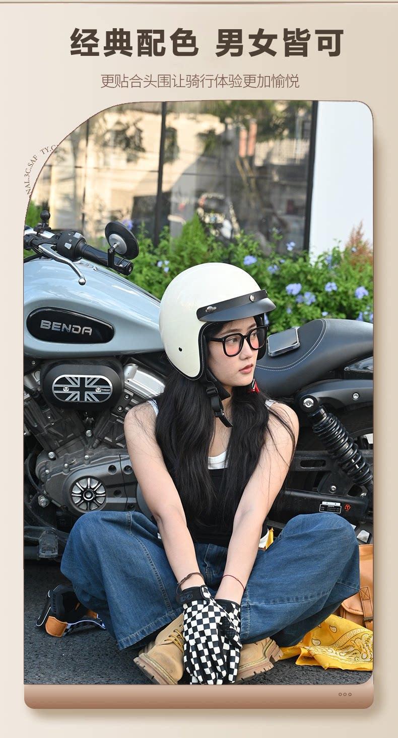 2026 New Model 3C Certified Retro 3/4 Safety Helmet for Motorcycles, Electric Vehicles, Unisex, All-Season Safety Helmet