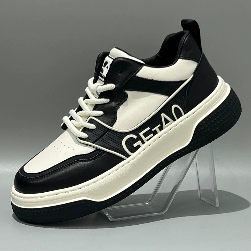 Мужская обувь прилив высокого уровня толстой подошвы, легкие спортивные кожаные туфли, новые кожаные дышащие, дикие модные туфли, повседневные кроссовки