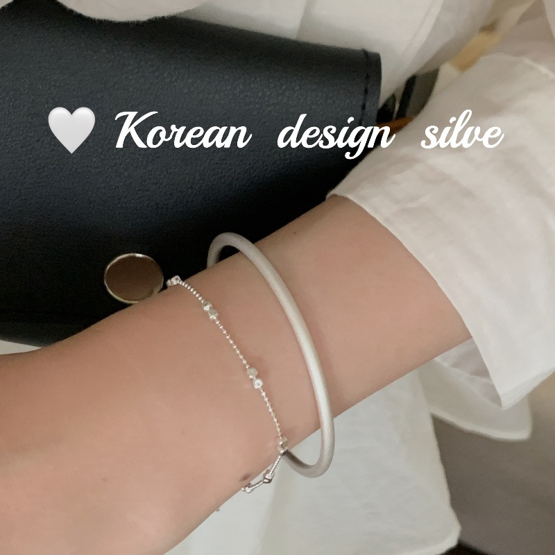 韓國2024新款極簡設計飾品 S925純銀簡約小方珠手鍊疊戴百搭女ins
