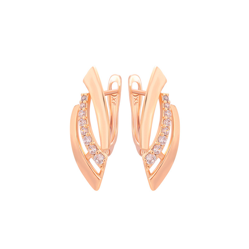 Aretes tipo hebilla de hoja 18K de aleación de cobre para mujer