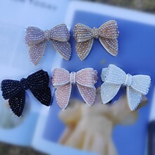 新款韩版重工手工串珠钉珠蝴蝶结发饰发夹配件辅料胸针装饰DIY