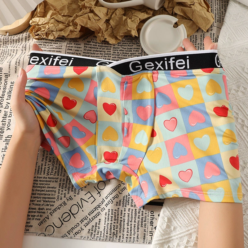 Мультфильм милый принт большой V пояс мужской плоский угол трусики