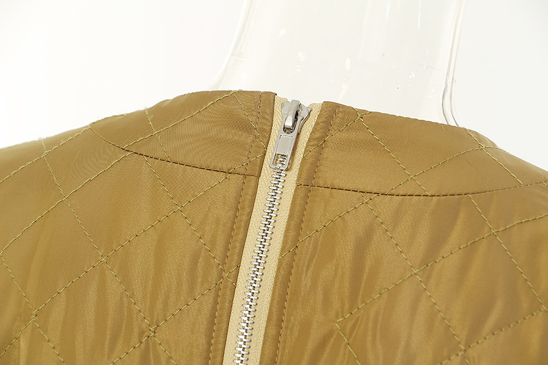 Autumn Winter round Neck Quilted High Waist Loose Dress Cotton Padded Jacket for Women