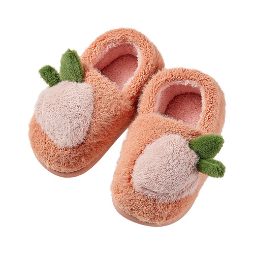 New children's cotton slippers winter boys and girls Strawberry Princess home indoor warm plush big children's bag heel cotton shoes