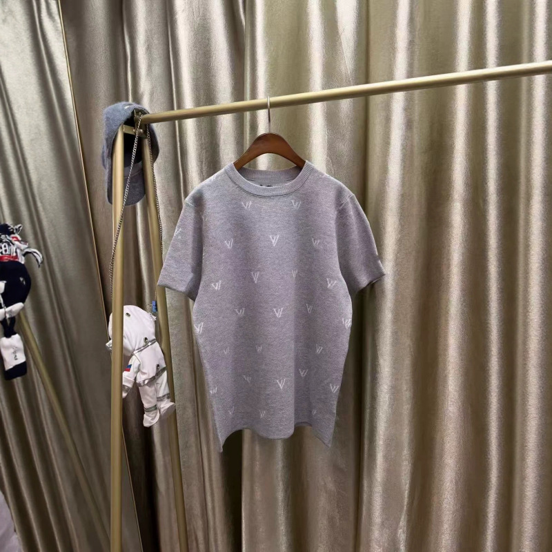 Cross-Border European Station Lujia High-Quality 26Ss New L Wool Knitted Jacquard Short-Sleeve T-Shirt Top Unisex