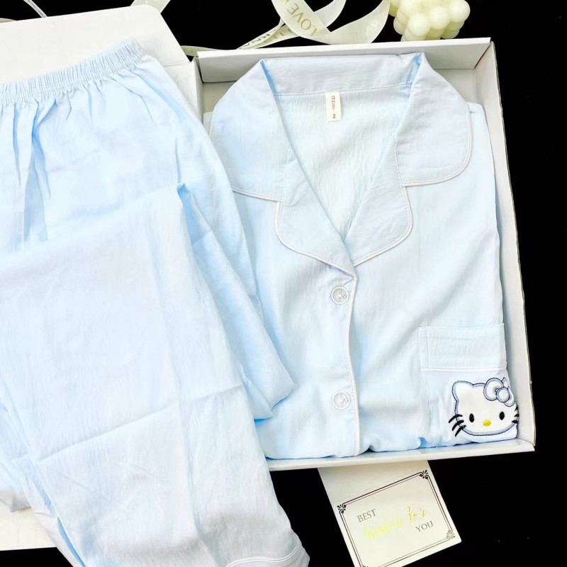 Pijamas de primavera y otoño al por mayor transfronterizos de estrellas y luna dulces pantalones cardigans de manga larga se pueden usar con un conjunto de ropa de casa