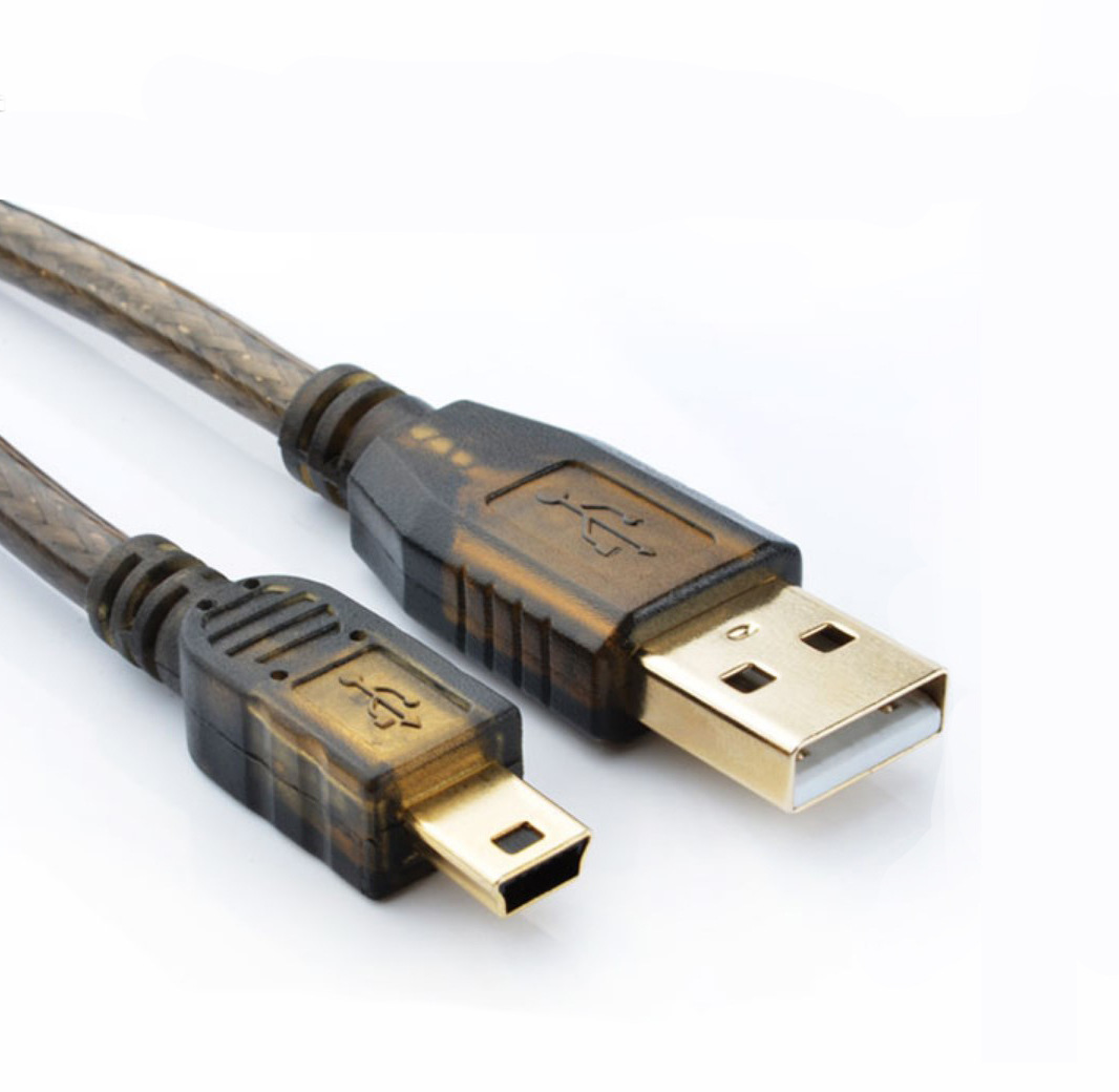 透明黑纯铜2428线芯mini usb2.0移动硬盘T型口相机数据线1.5-10米