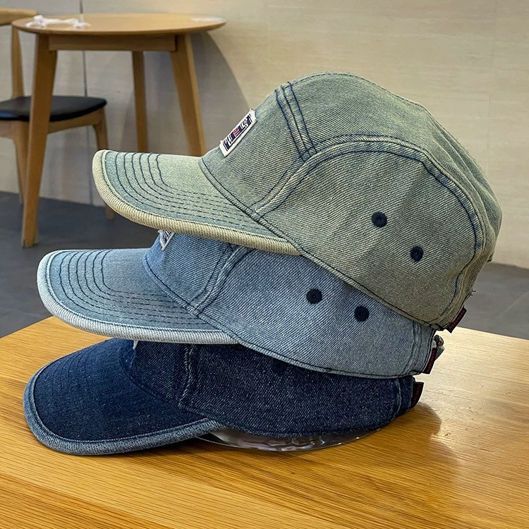 Vintage Baseballkappen aus Denim mit flachem Schirm für Herren und Damen, Harajuku Snapback Cap, modische Streetwear, 5-Panel-Skateboard-Mütze, Casquette, Gorra – Detail 5