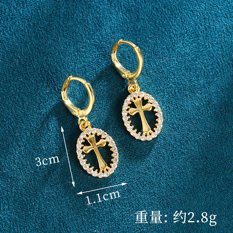 Collar de oro de arena antigua, personalidad, color de lujo ligero, anillo de diamantes, pendientes de cruz, estilo europeo y americano, joyería que no se desvanece durante mucho tiempo