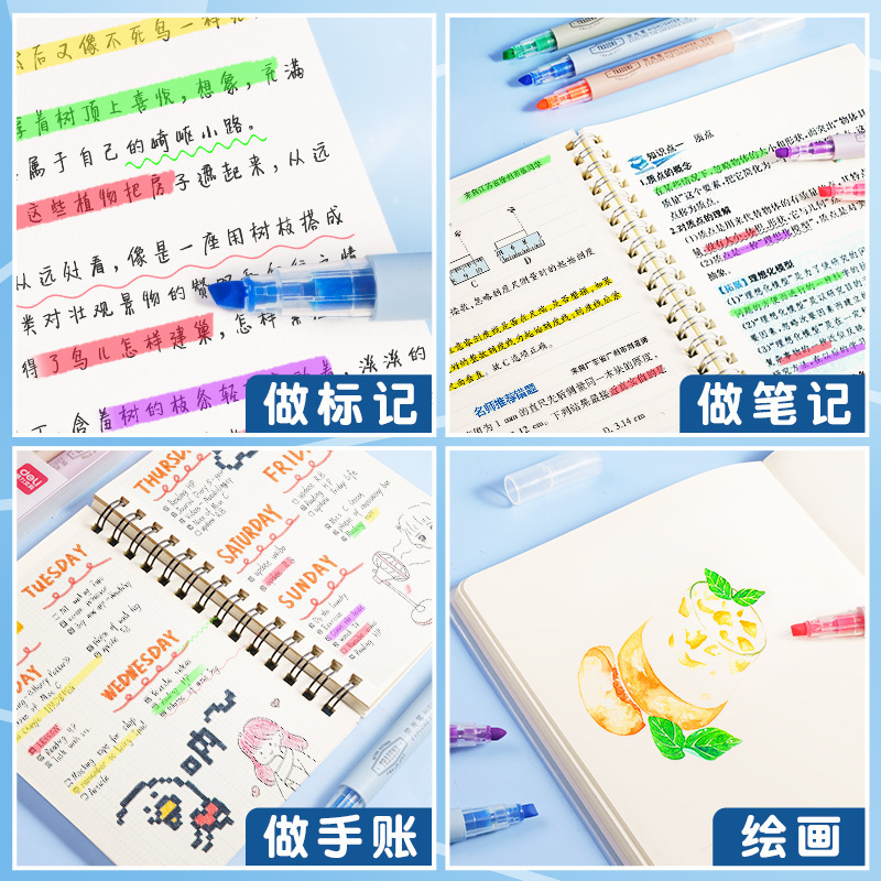 Deli Highlighter Fluorescent Marker Student Marker Color Stroke Key Hand Account Special Pen Multicolor Department
