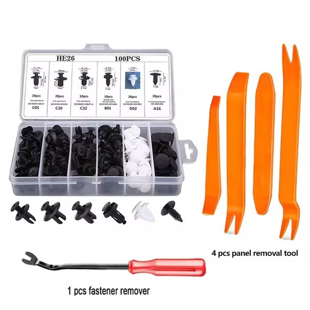 Hebilla en caja transfronteriza 100PCS puerta guardabarros clip de parachoques 6 tipos de plástico fijo coche universal