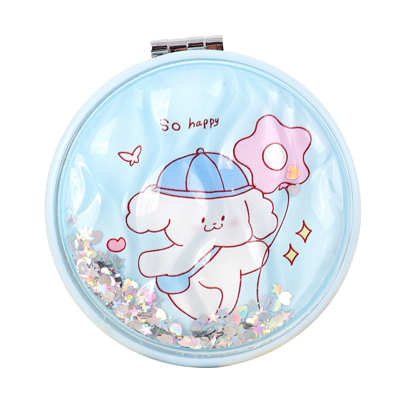 Moda creativa, gran círculo, pantalla completa, espejo de maquillaje de arenas movedizas, espejo pequeño, espejo portátil, belleza