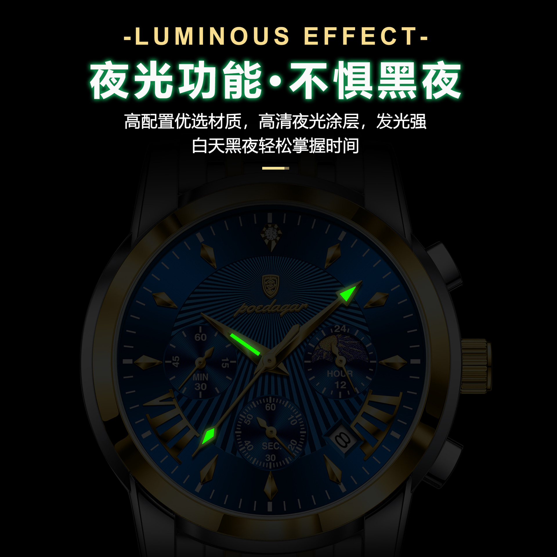 Marca suiza multifuncional nuevo reloj de hombre impermeable moda reloj de cuarzo en vivo comercio exterior explosión una venta