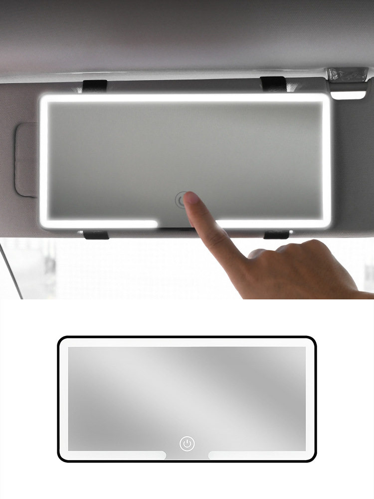 Source Factory Supplies Car Sunshade Vanity Mirror Led Fill Light High-Definition Mirror Three-Speed Dimming Car Mirror