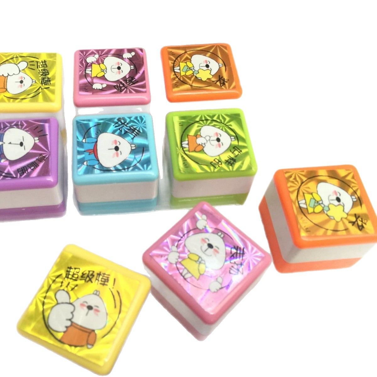 Directo de fábrica lindo color rhinestone niños recompensa sello creativo rhinestone de la historieta sello plástico suministros