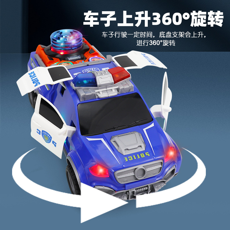Nuevo coche eléctrico universal cool acrobacias eléctricas de sonido automático puerta giratoria de música luces juguetes para niños al por mayor