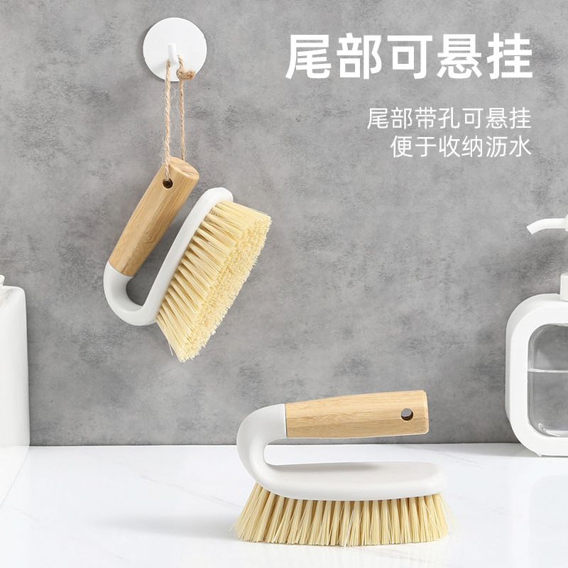 Wooden handle cleaning brush household laundry brush bathroom gap bristle floor brush kitchen multi-purpose cleaning brush