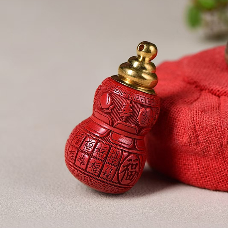 Muirui Cinnabar High Content Purple Gold Sand Baifu Gourd Bottle Mouth Openable Pendant Pendant Keychain