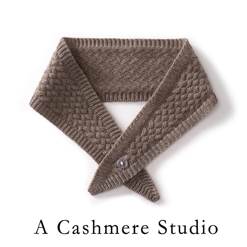 Cashmere Small Scarf Autumn and Winter Cute Warm Woolen Cashmere Neck Warmer Japanese and Korean Style Buttoned Knitted Neck Protector