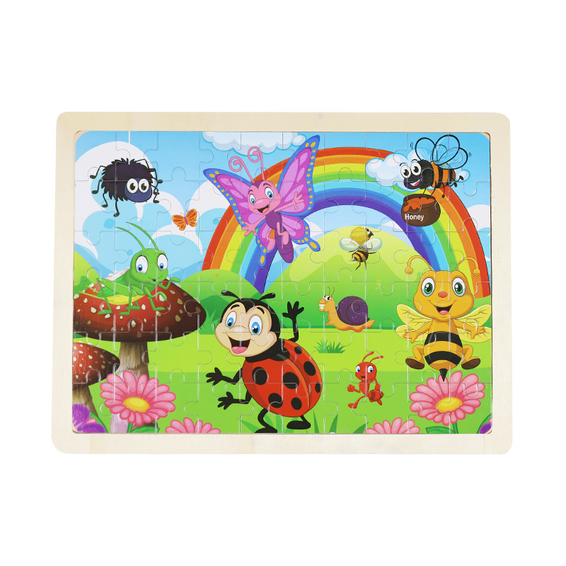60 piezas de madera puzzle de dibujos animados para niños cuentos de hadas puzzle plano para bebés juguetes de bloque de construcción de puzzle de educación temprana