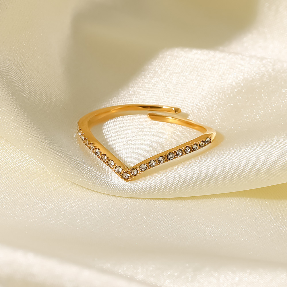 Fashion Geometric Stainless Steel Open Ring Inlay Zircon Stainless Steel Rings