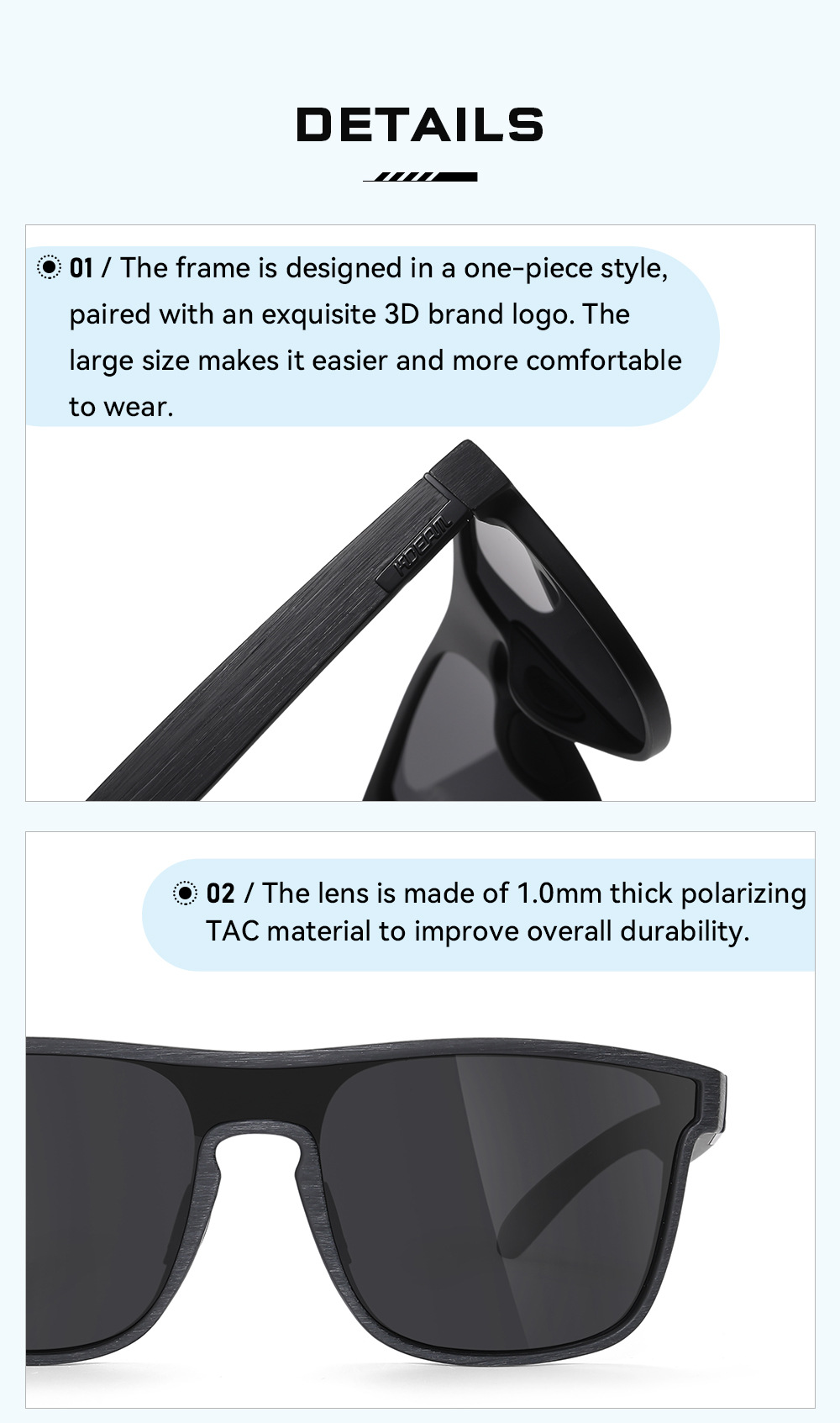 KDEAM große Sonnenbrille neu polarisiert einteilig Sportsonnenbrille winddicht Sonnenbrille Metallscharnier KD528-PLUS