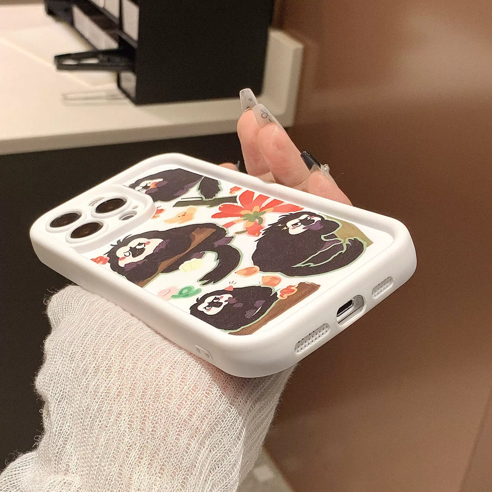 Apple, милый черный мультяшный iPhone 14, силиконовый совместимый подлинный чехол, iphone, 13прямо