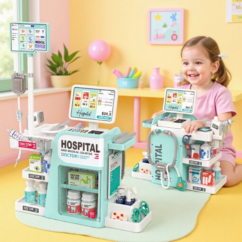 Simulación de inyección infantil transfronteriza estetoscopio termómetro conjunto médico médico mesa médica juguetes médicos caseros