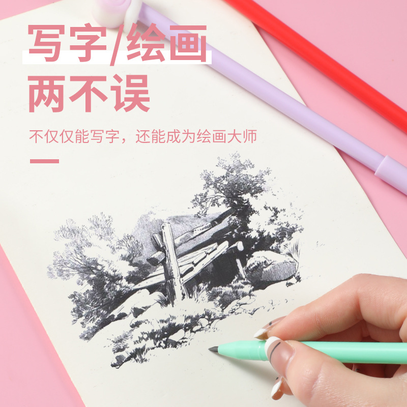 Buena Wenju negro tecnología creativa eterna lápiz lindo semana serie durable no fácil de romper Corte libre HB lápiz al por mayor