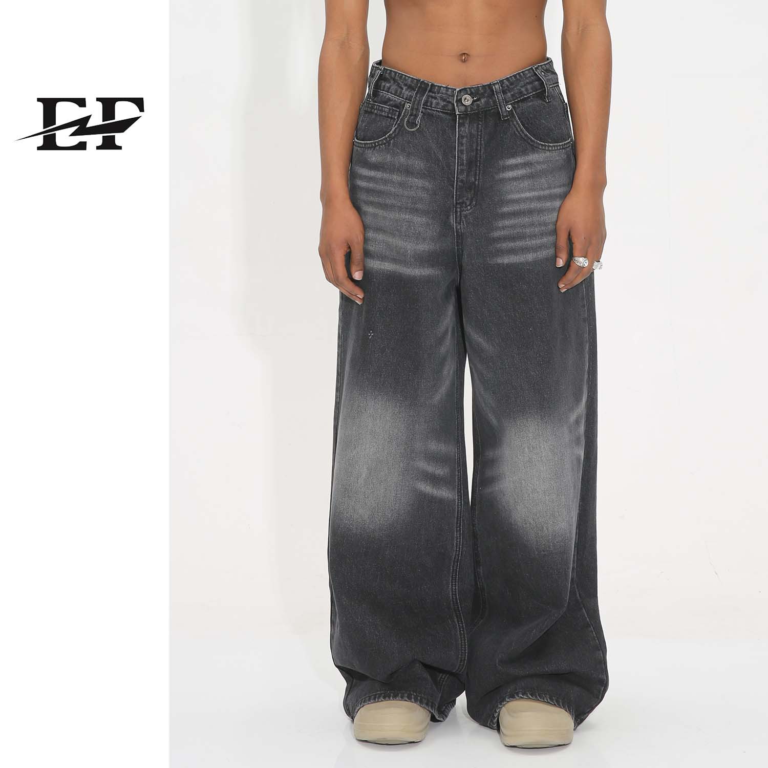 EF Denim | 2023 nuevos pantalones lavados retro rectos de pierna ancha pantalones de mezclilla sueltos hombres a juego