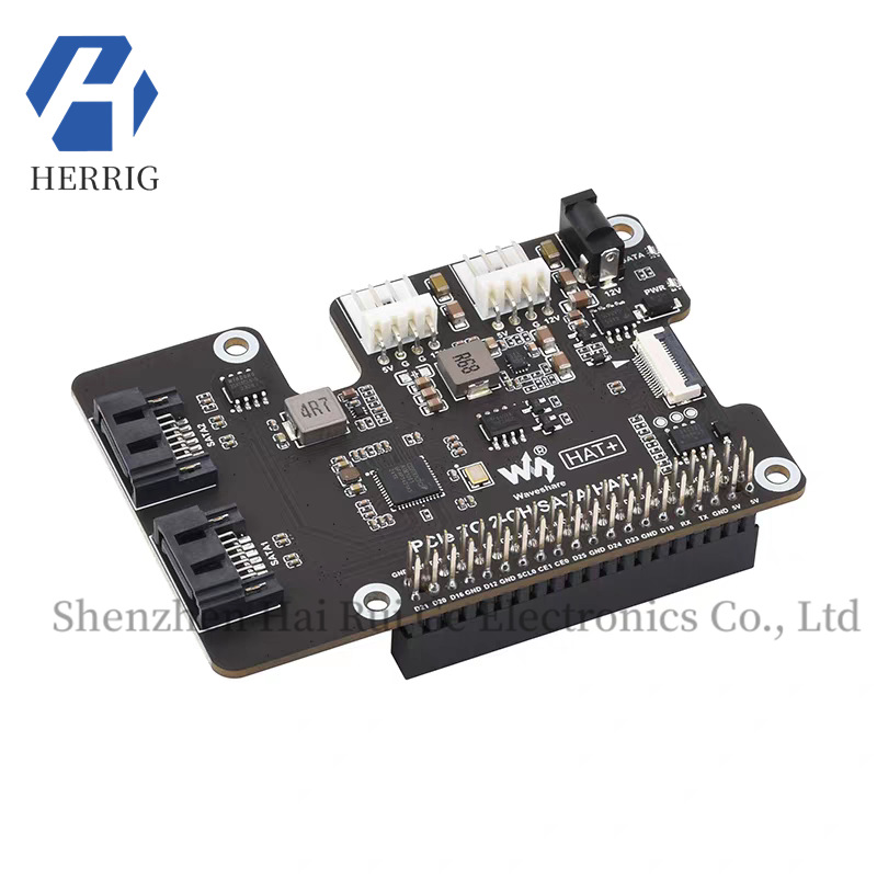 树莓派5 PCIE转双SATA扩展板 Raspberry Pi 5 SATA硬盘转接板免驱