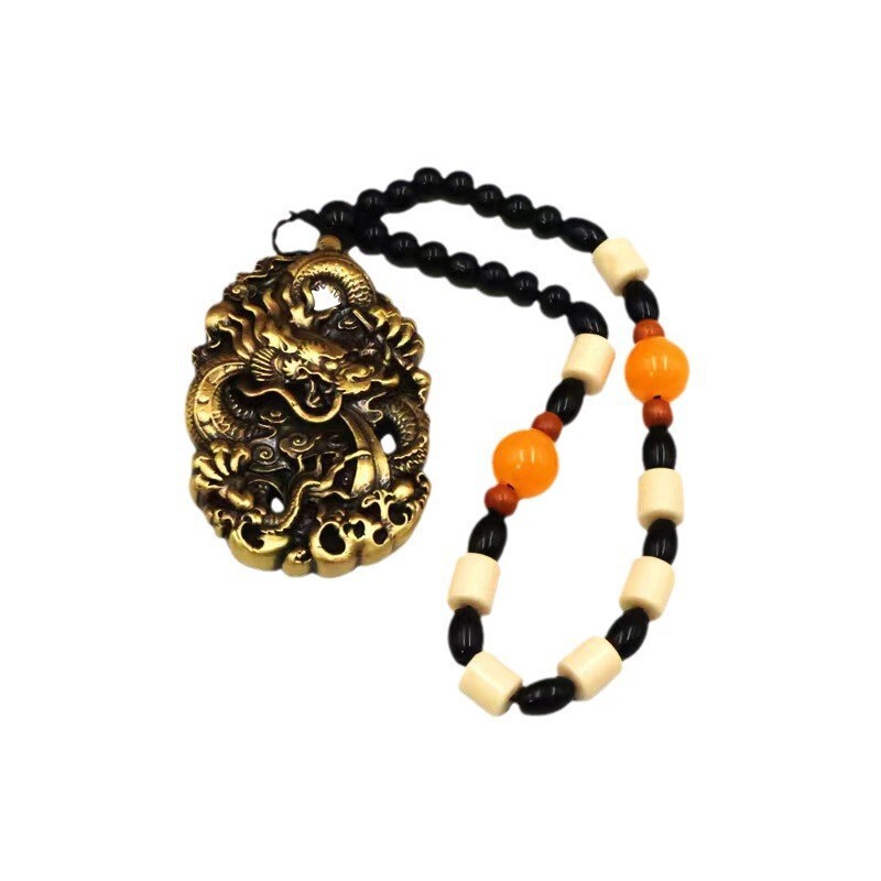 Brass Zodiac Dragon Pendant Pendant Keychain Copper Dragon Pendant Dragon Men's Retro Hangtag Old Handle