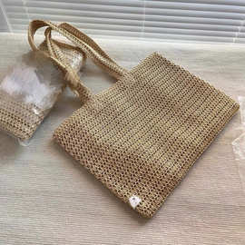 亚马逊跨境新款草编包包度假风手工编织包大容量镂空手提沙滩包