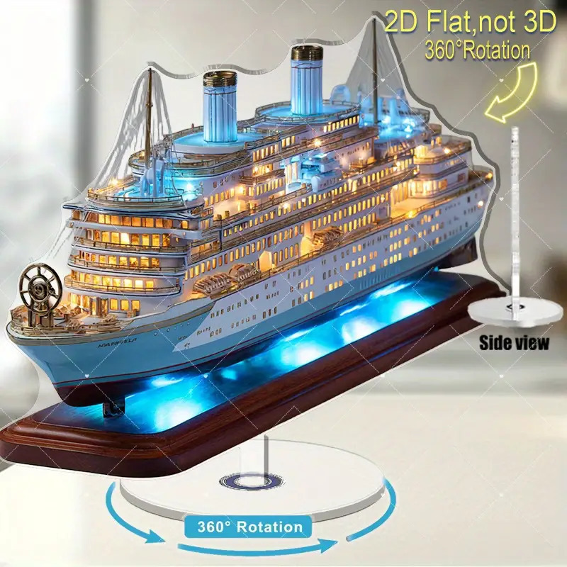 2D平面旋转亚克力模型圣诞节家庭办公室装饰海上主题礼物