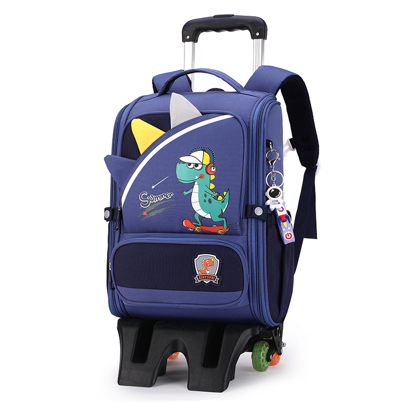 Mochila escolar con barra de tracción transfronteriza estudiantes de grado 2-45 niños y niñas de gran capacidad dibujos animados lindo subir escaleras de doble propósito hombros