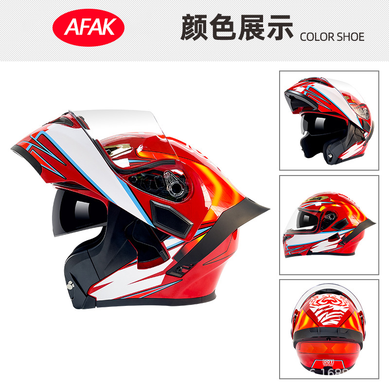 Casco de motocicleta abatible certificado 3C/DOT para hombres y mujeres, modelo de cuatro estaciones con doble visera y gran alerón trasero, fabricante de cascos de motocicleta integrales.