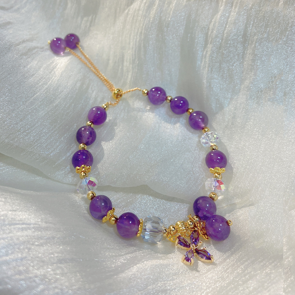 Modelo mariposa amatista de 8 mm (modelo ajustable de cuerda de extracción)