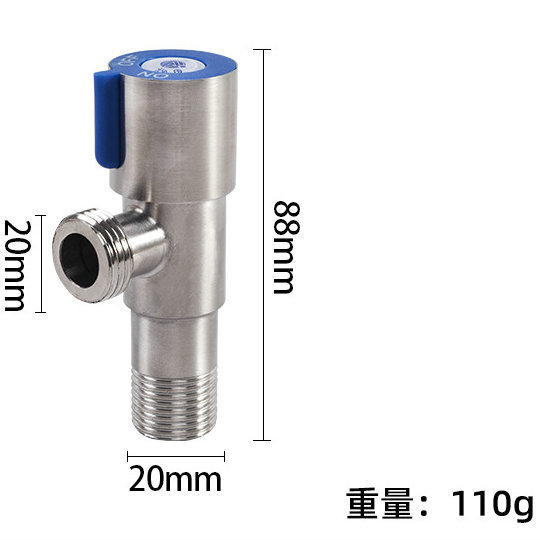 Válvula de ángulo colección completa 304 Acero inoxidable cobre triángulo caliente y fría interruptor de tres vías calentador de agua del inodoro válvula de entrada válvula de parada