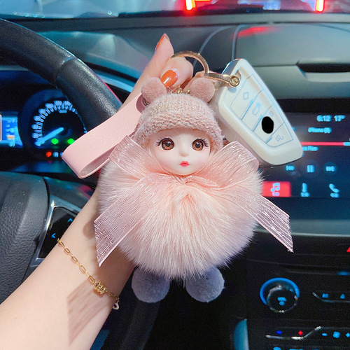 Cute fox hair soft and cute car keychain creative everlasting flower backpack ornament sister-in-law small gift personalized