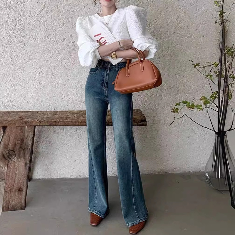 2025 Spring New Style Leg Essence Must-Have Colors Super Good-Looking High-Waisted Jeans Women's High Waist Summer